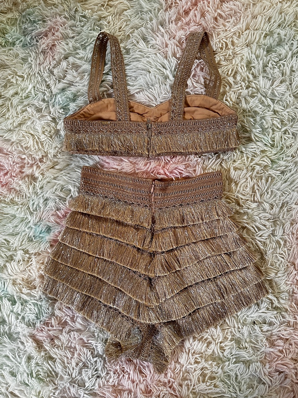 PatBo Metallic Fringe Shorts in Gold Size 4 - Picture 3 of 12